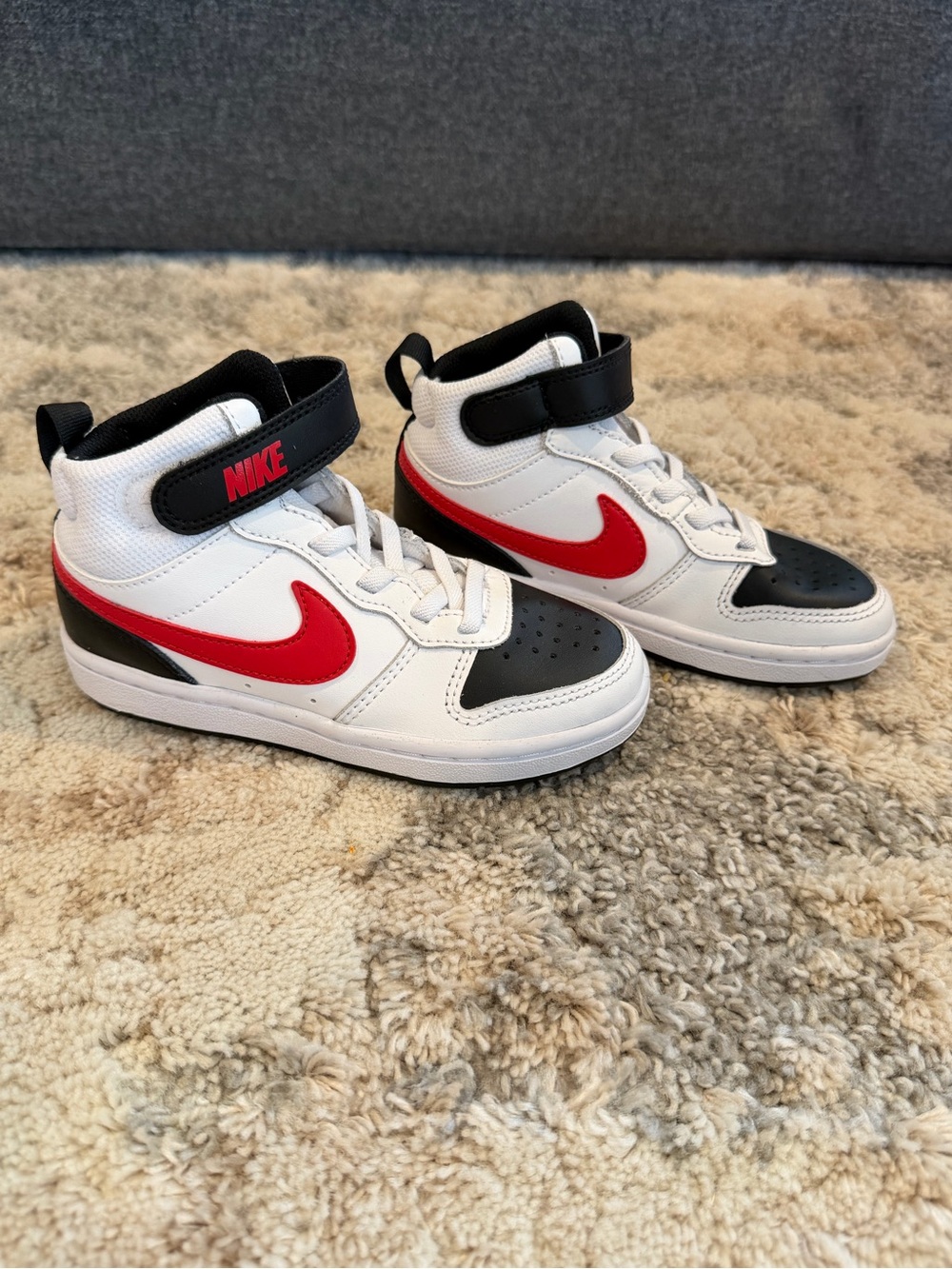 Nike Kids White Red and Black High-Top Sneakers